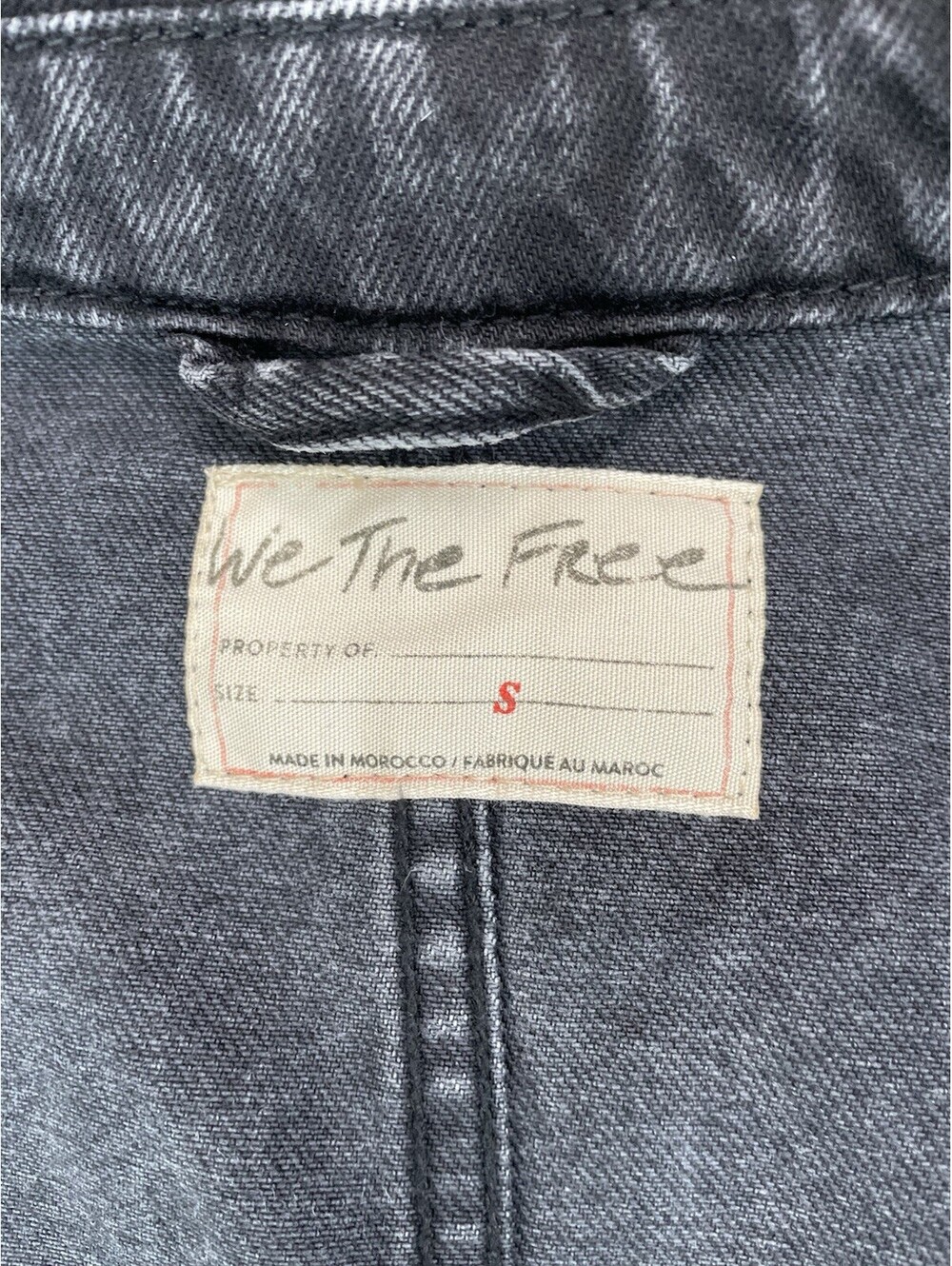 Free People We The Free Jade Denim Jacket Washed Black Cotton Trucker S - Picture 5 of 9